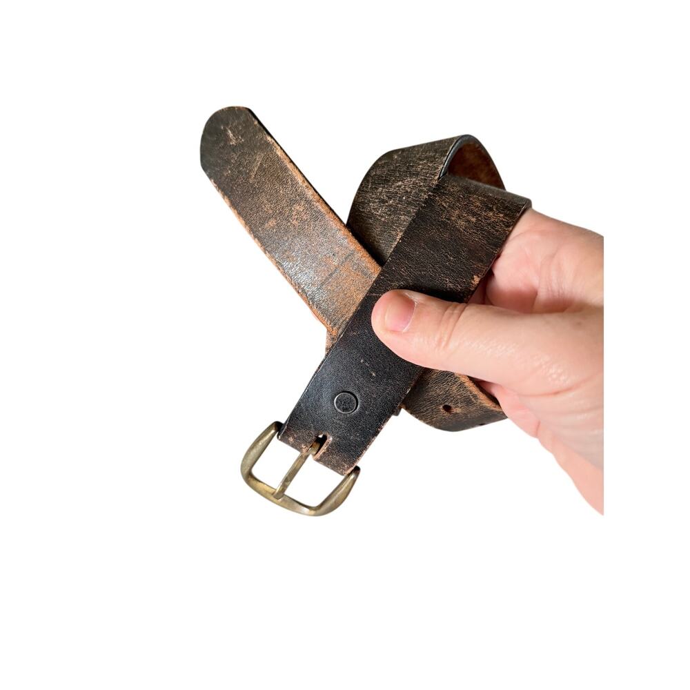 Brown distressed leather belt made in Mexico mens 38 staple rustic